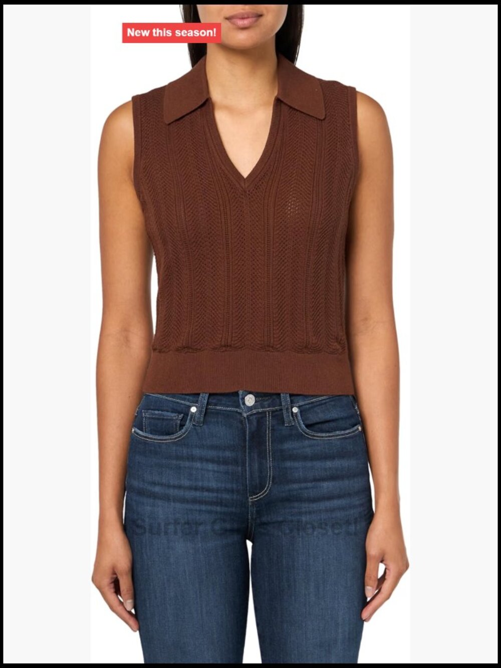 Paige Rossana Sweater Tank Sleeveless V-Neck 70% Organic Cotton